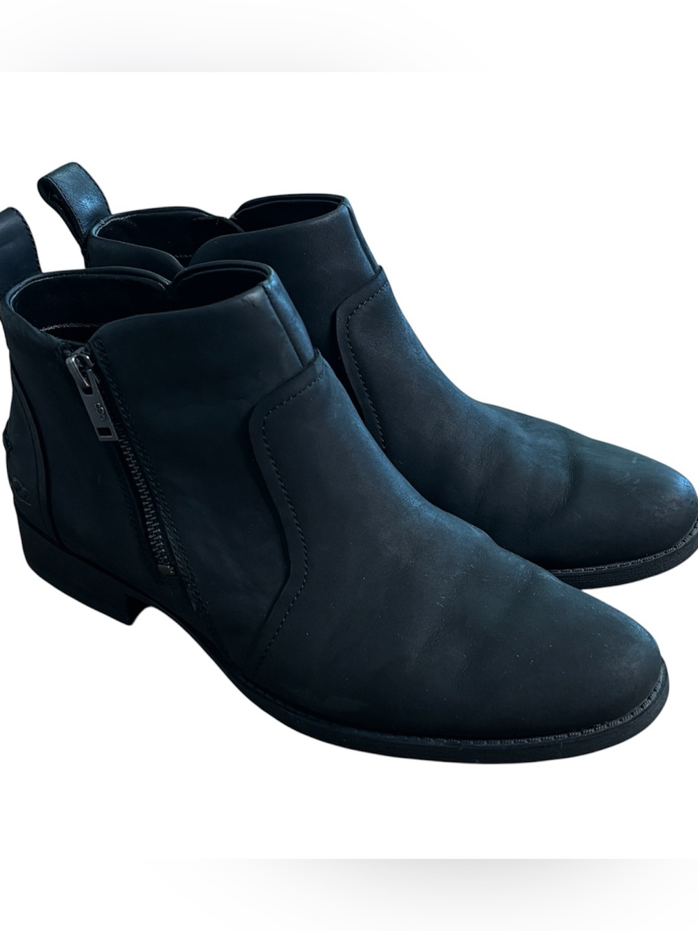 UGG Black Suede Leather Auero II  Ankle Boots with Side Zip Size 7